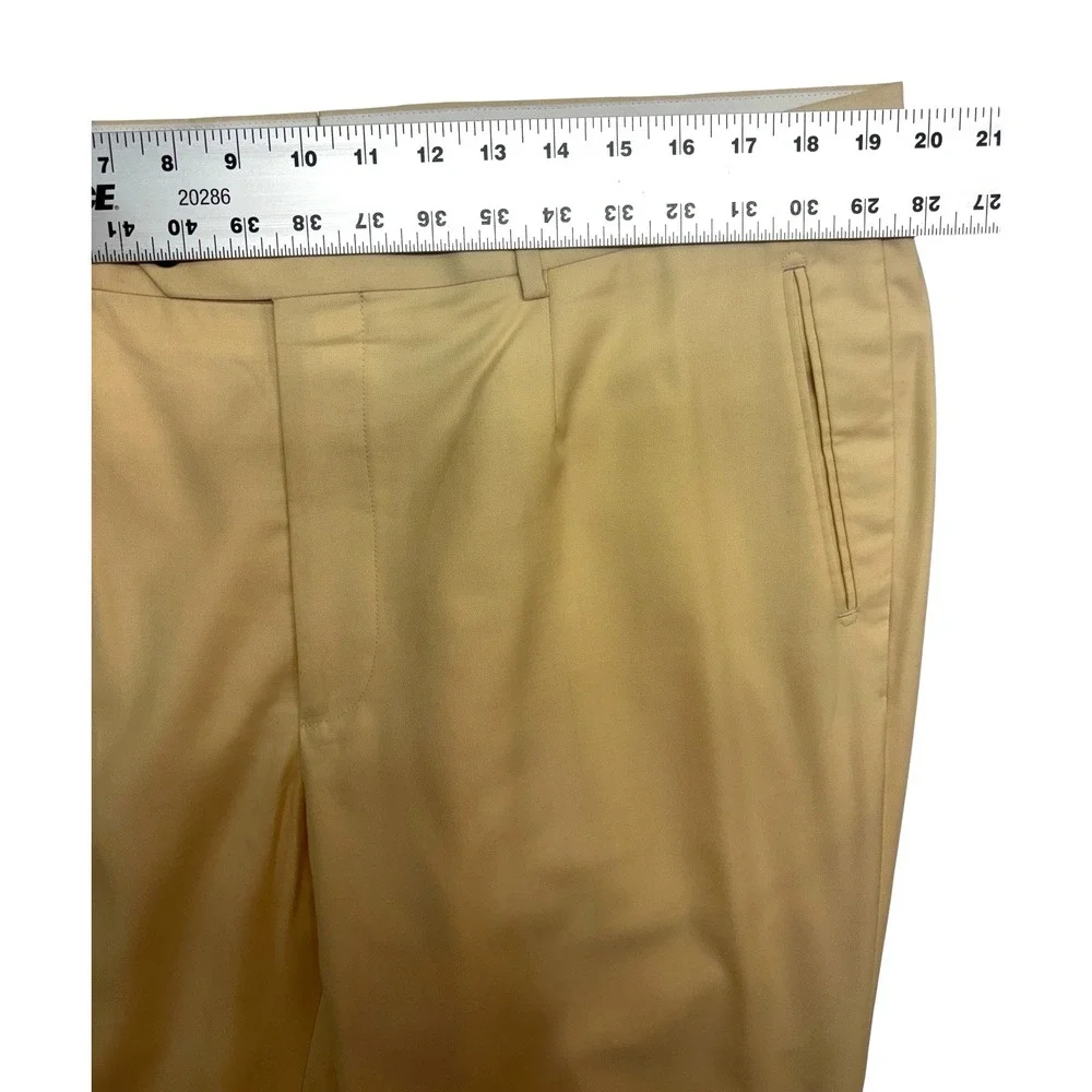 Bespoke Tailored Jacob Young 38x30 Yellow Dress Suit Pants Trousers Wool Pleated